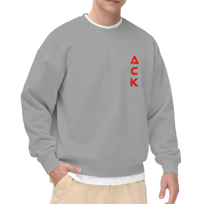 Minimal Vertical Red ACK Chest Logo Crewneck