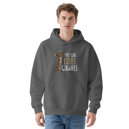 This Girl Loves Giraffes Red Hoodie, Animal Lover Relaxed Soft Sweatshirt