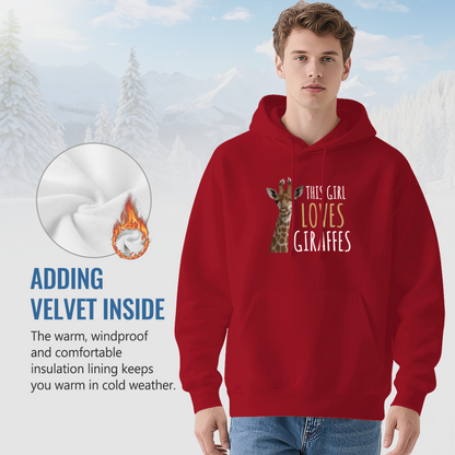 This Girl Loves Giraffes Red Hoodie, Animal Lover Relaxed Soft Sweatshirt