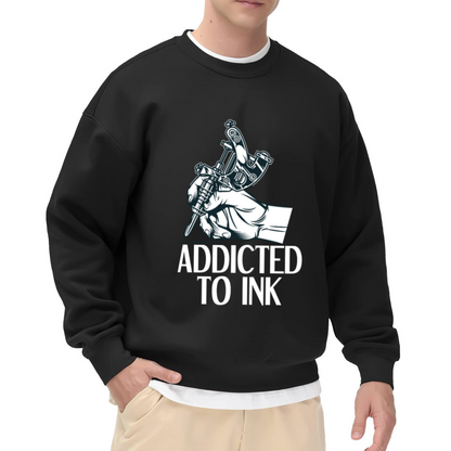 Addicted To Ink Tattoo Artist Graphic Crewneck Sweatshirt