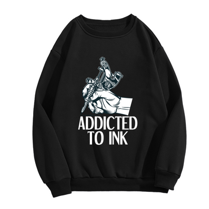 Addicted To Ink Tattoo Artist Graphic Crewneck Sweatshirt