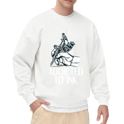 Addicted To Ink Tattoo Artist Graphic Crewneck Sweatshirt