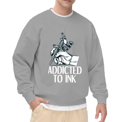 Addicted To Ink Tattoo Artist Graphic Crewneck Sweatshirt