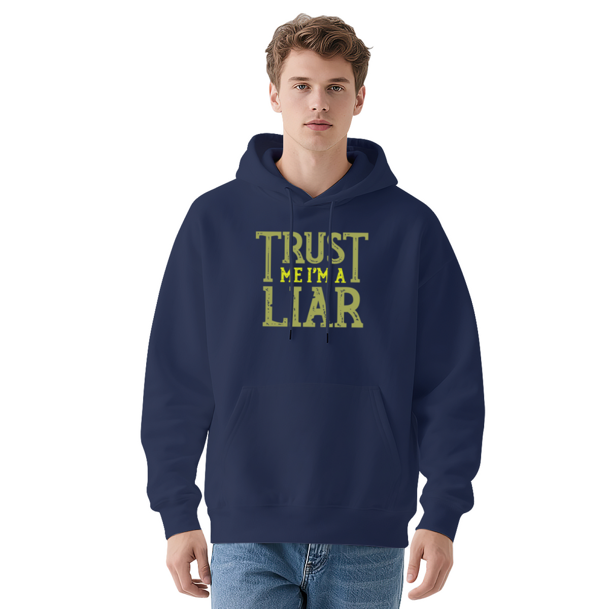Distressed Trust Me I¡¯m A Liar Text Hoodie, Comfort Loose Fit