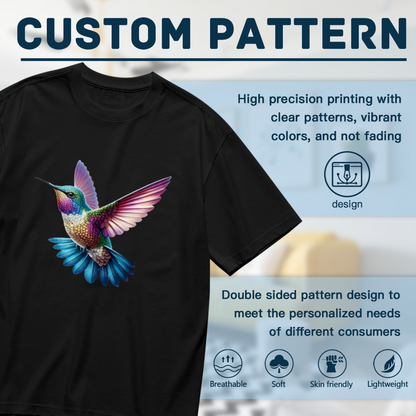 Colorful Rainbow Crystal Hummingbird Graphic Tee