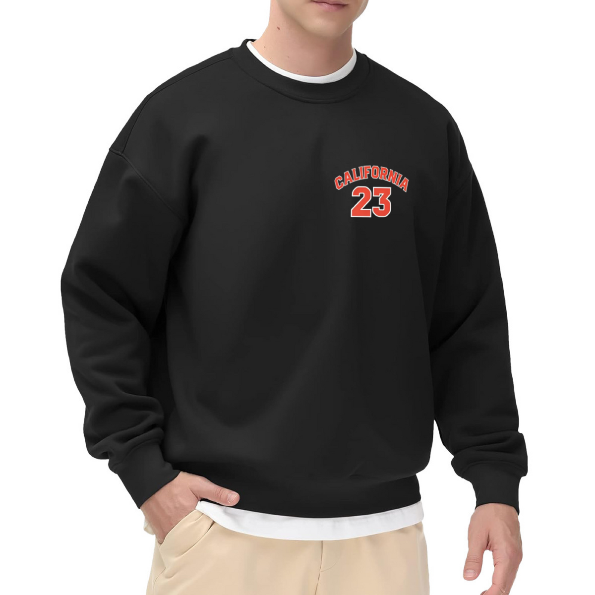 Retro California 23 Number Chest Print Black Sweatshirt