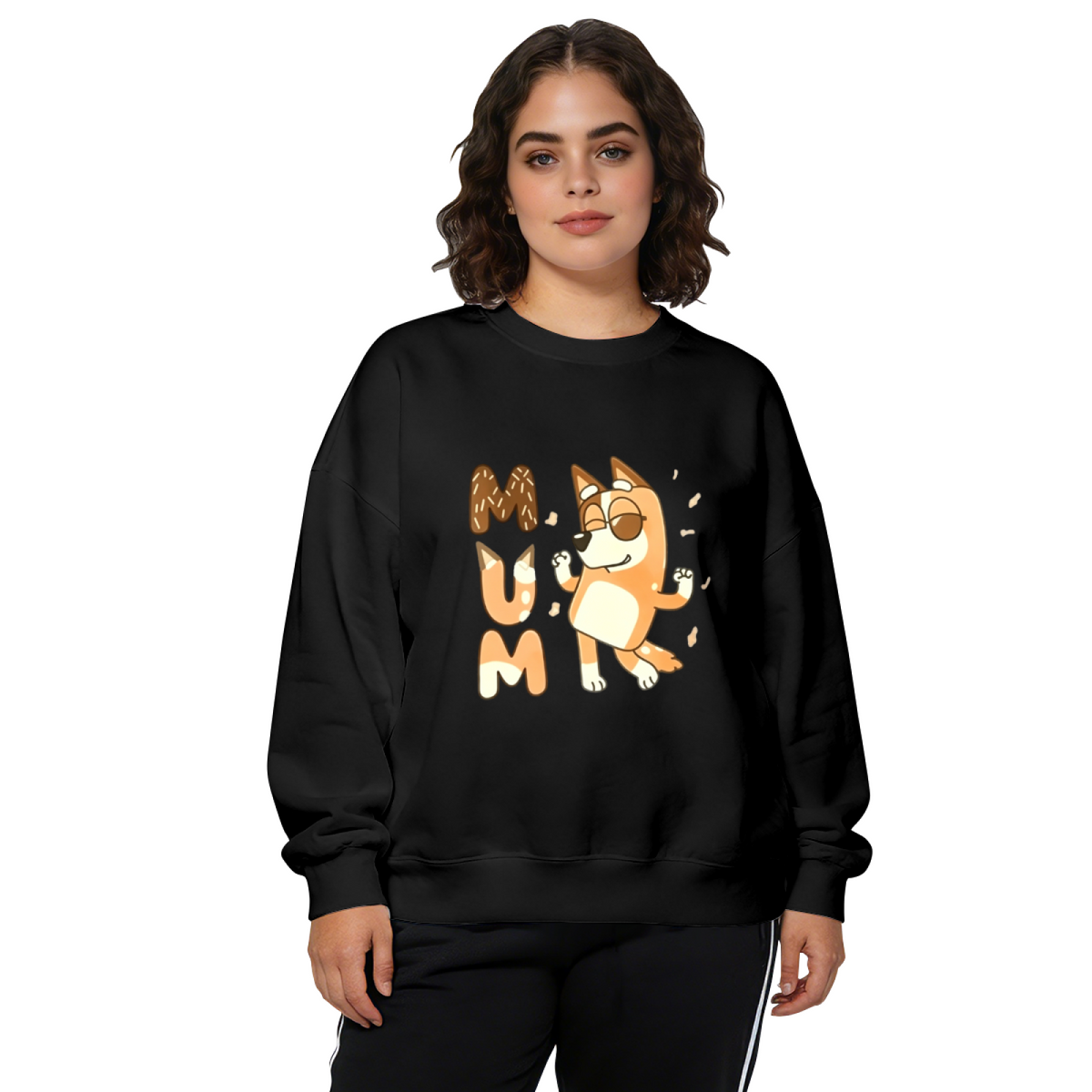 Fun Bluey MUM Cartoon Letter Design Crewneck Sweatshirt