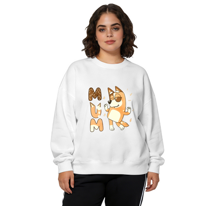 Fun Bluey MUM Cartoon Letter Design Crewneck Sweatshirt
