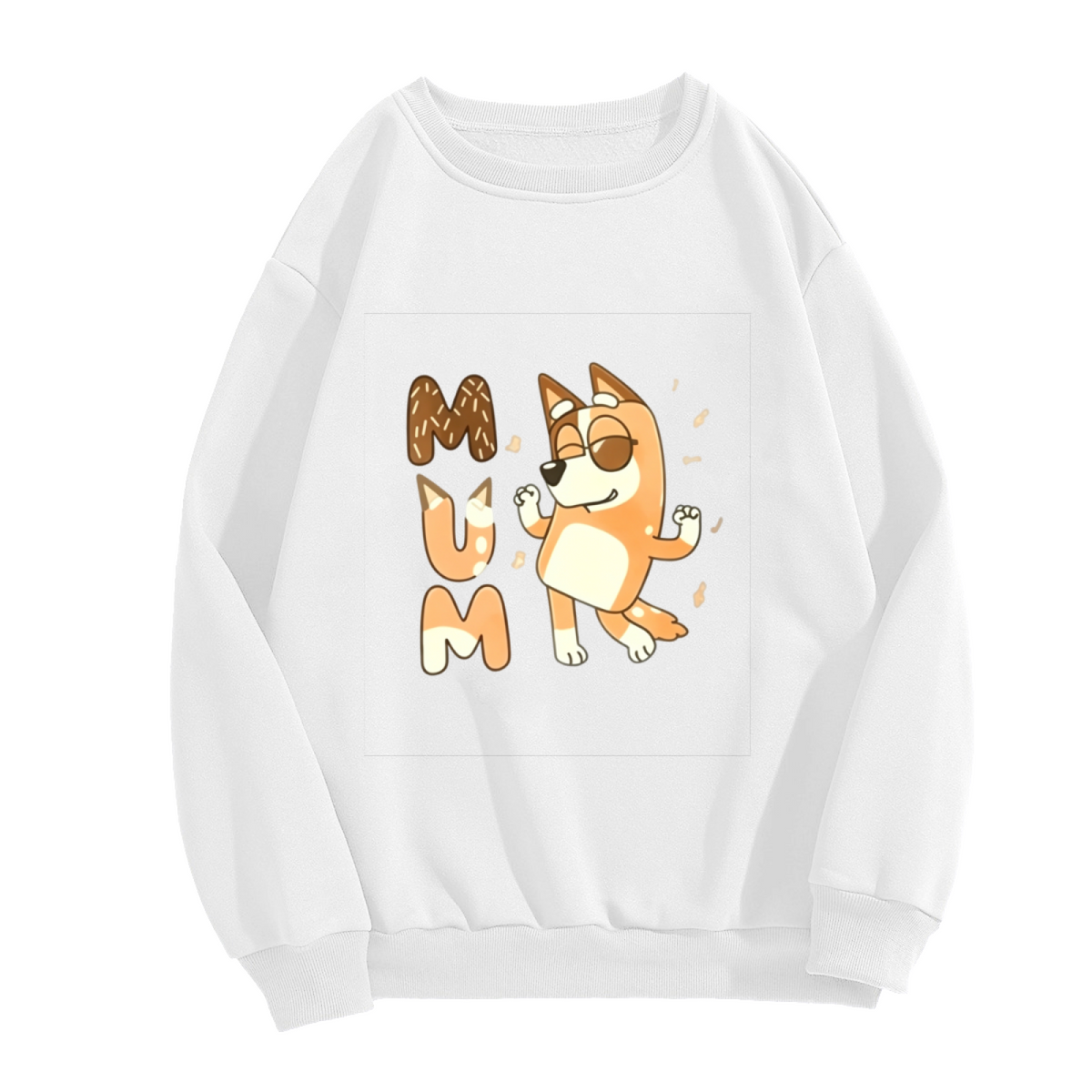 Fun Bluey MUM Cartoon Letter Design Crewneck Sweatshirt