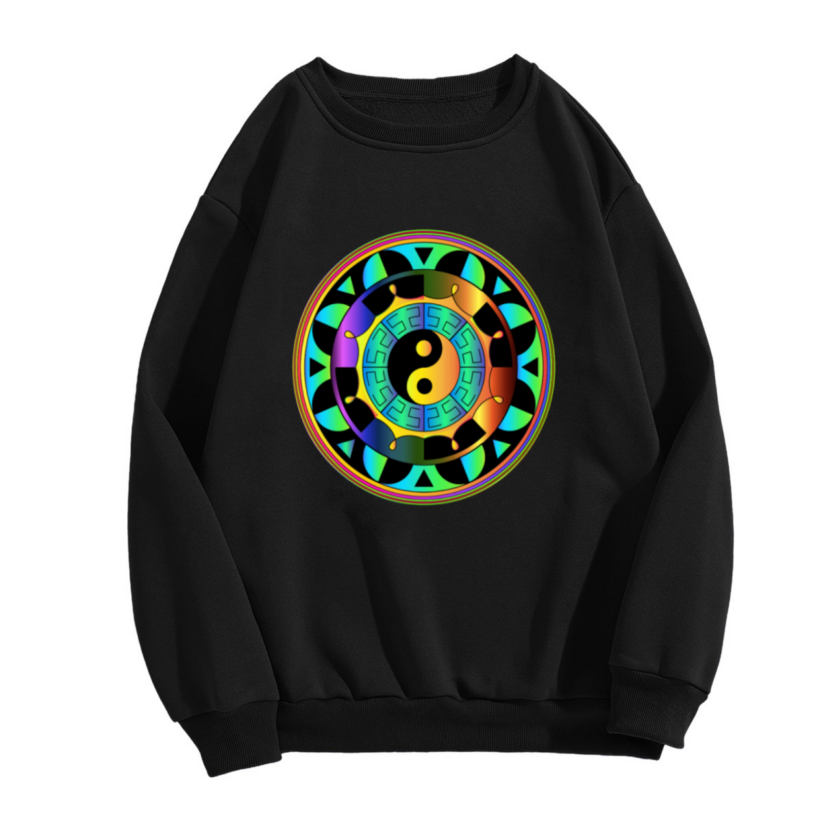 Colorful Yin Yang Mandala Art Graphic Crewneck Sweatshirt