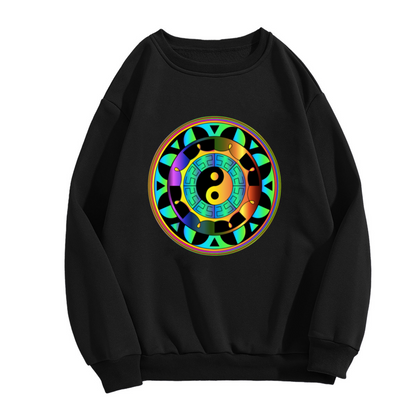 Colorful Yin Yang Mandala Art Graphic Crewneck Sweatshirt