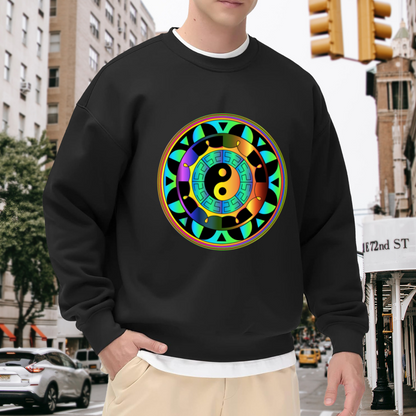 Colorful Yin Yang Mandala Art Graphic Crewneck Sweatshirt