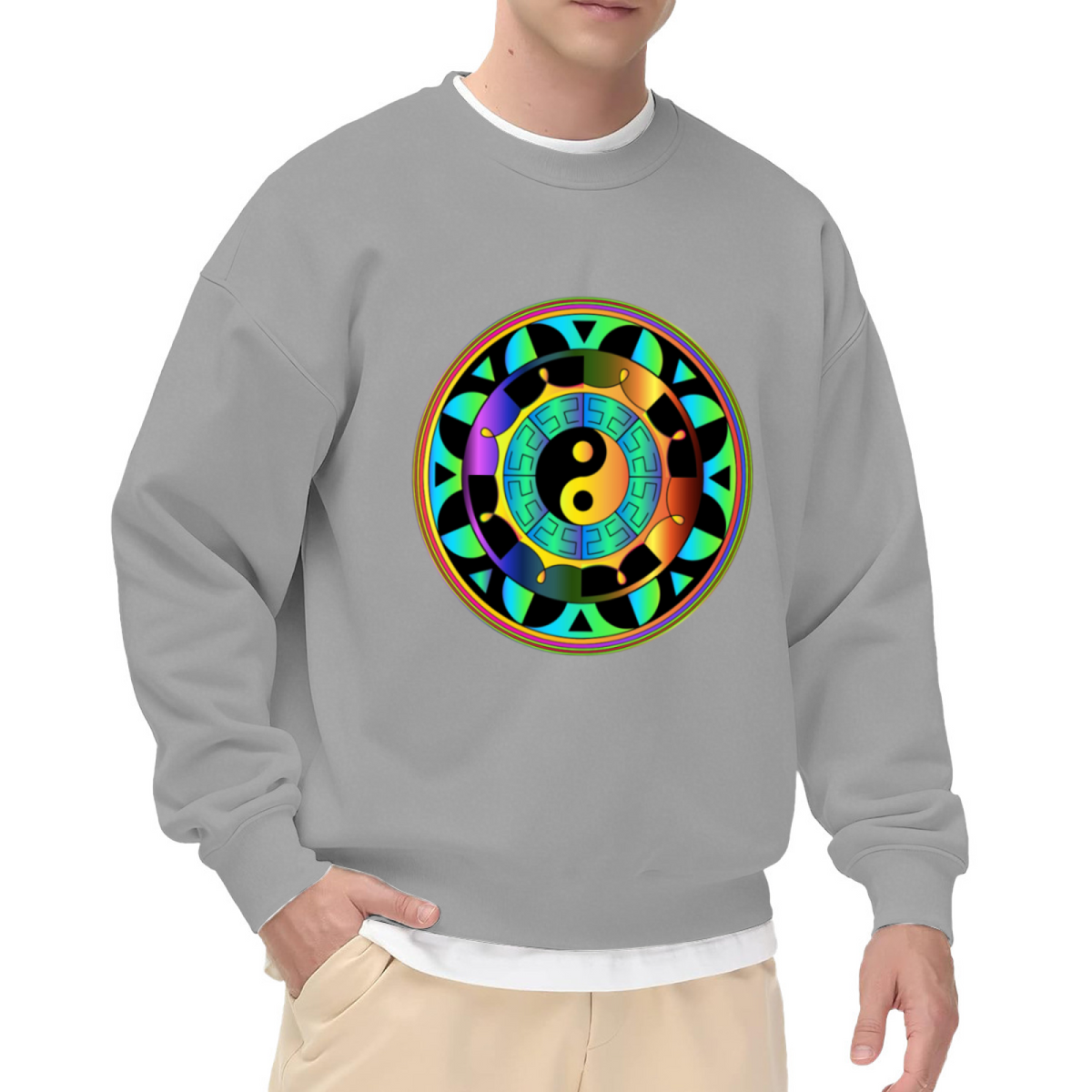 Colorful Yin Yang Mandala Art Graphic Crewneck Sweatshirt