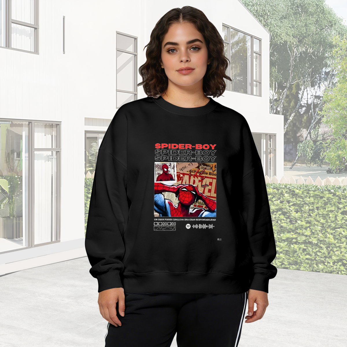 Spider?Boy Comic Retro Street?Style Crewneck Sweatshirt