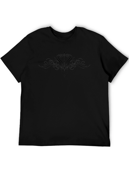 Elegant Black Graphic Tee - Heart & Flourish Design