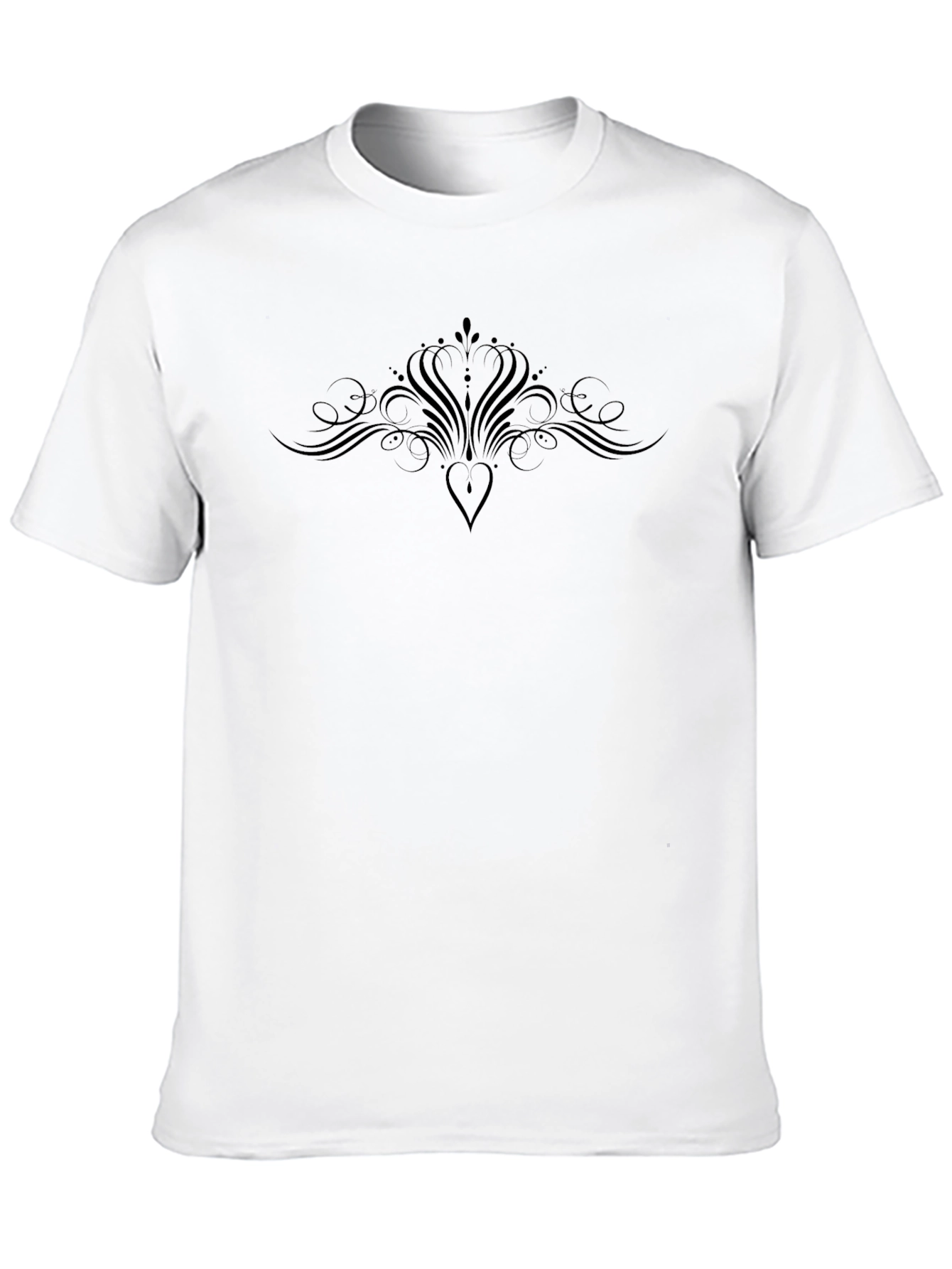 Elegant Black Graphic Tee - Heart & Flourish Design