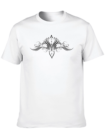 Elegant Black Graphic Tee - Heart & Flourish Design