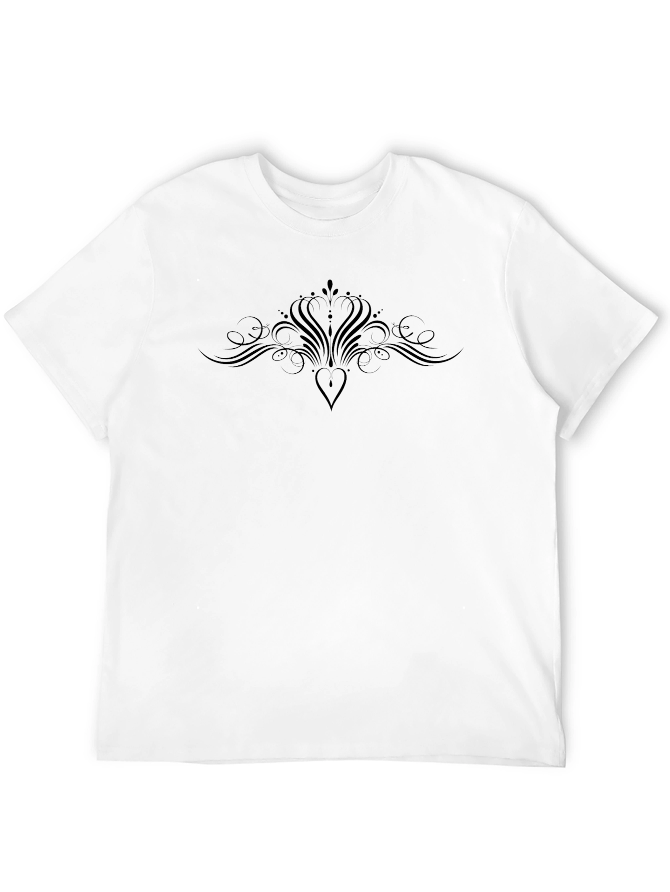 Elegant Black Graphic Tee - Heart & Flourish Design
