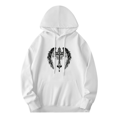 Gothic Cross With Angel Wings Dark Art Hoodie