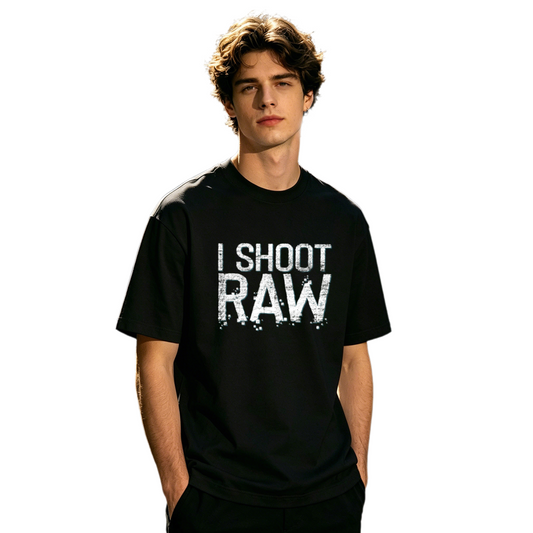 I Shoot Raw Funny Photographer Camera Vintage Print Tee