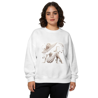 Elegant Pearl?Decorated Retro Lady Art Crewneck Sweatshirt