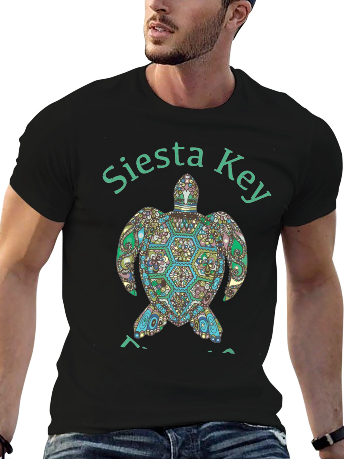 Siesta Key Turtle Graphic Tee - Black