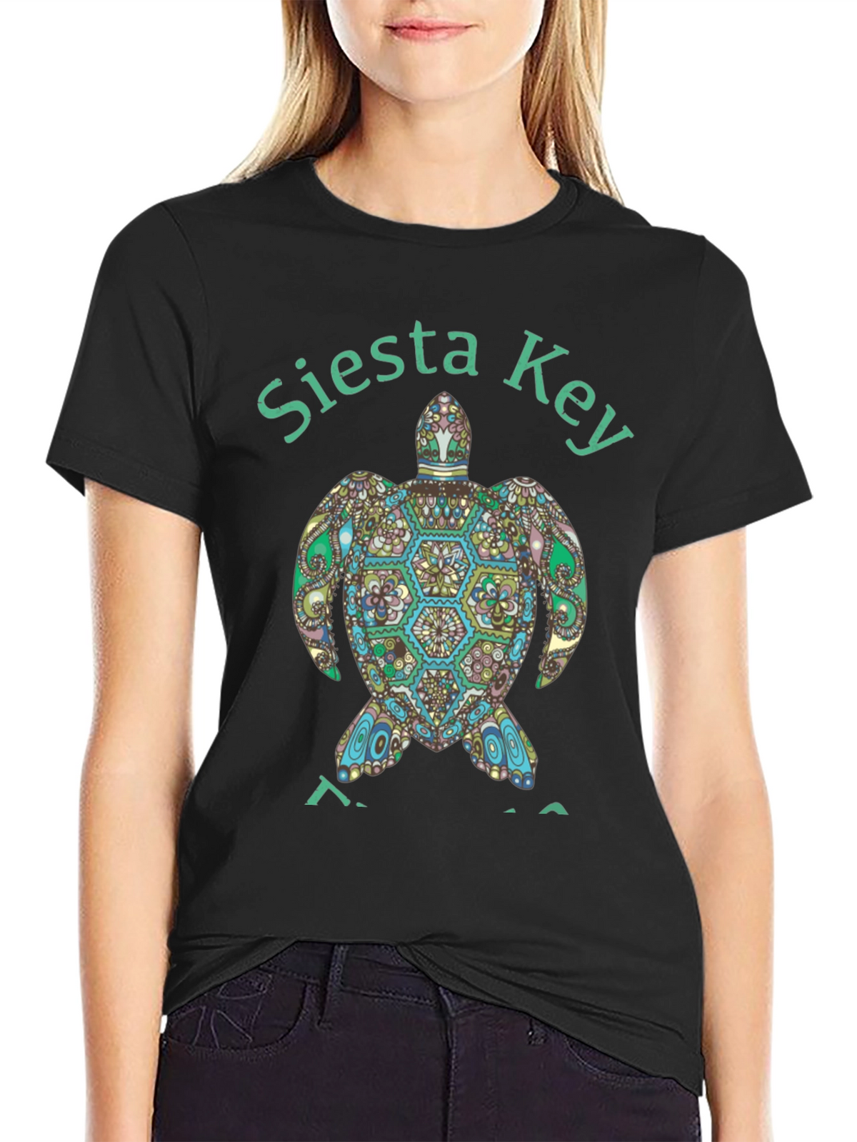 Siesta Key Turtle Graphic Tee - Black