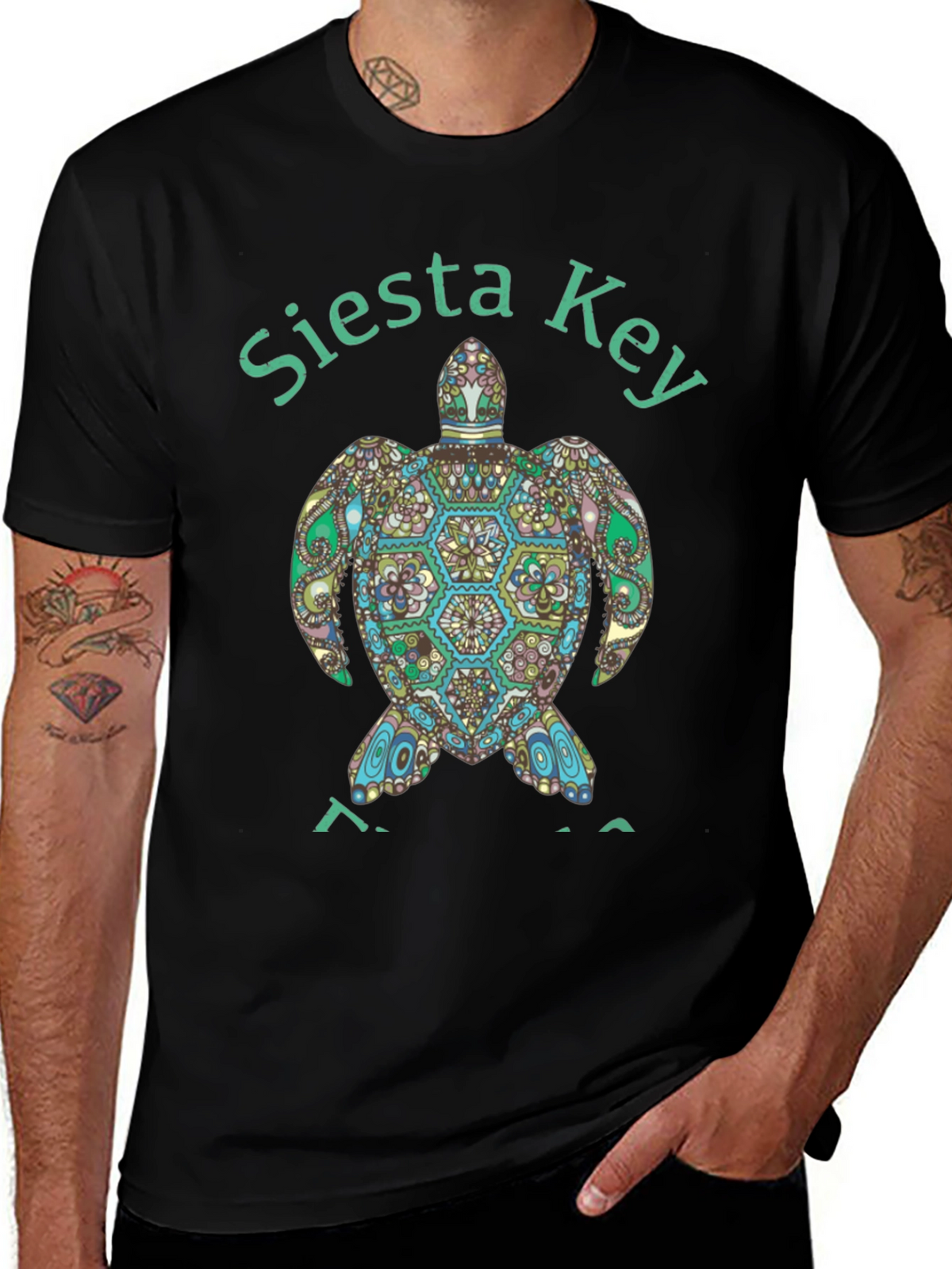 Siesta Key Turtle Graphic Tee - Black
