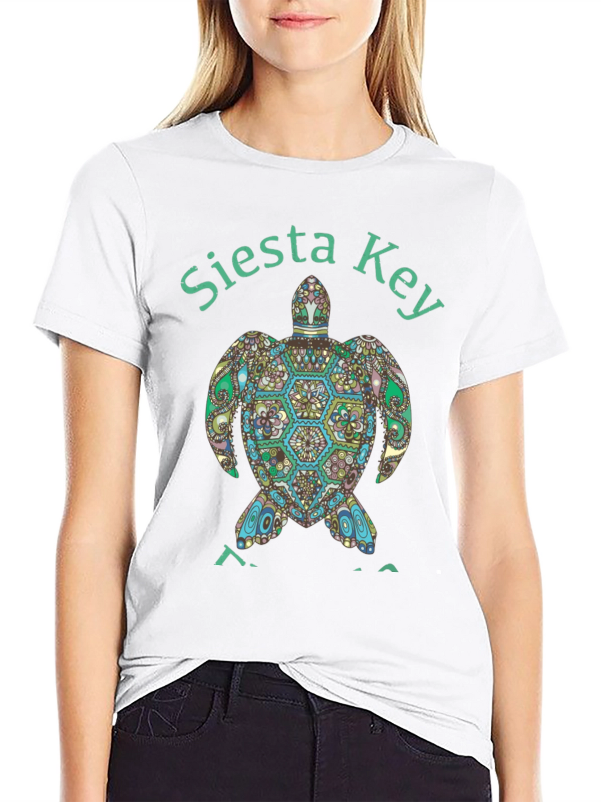Siesta Key Turtle Graphic Tee - Black