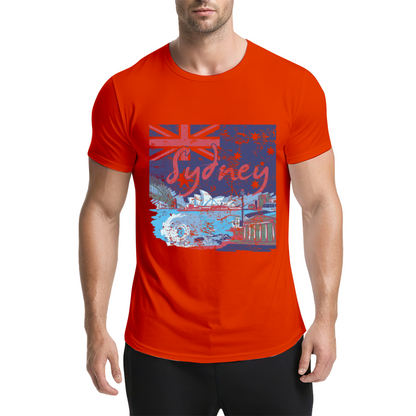 Vintage Distressed Sydney Australia Skyline Flag Navy Tee
