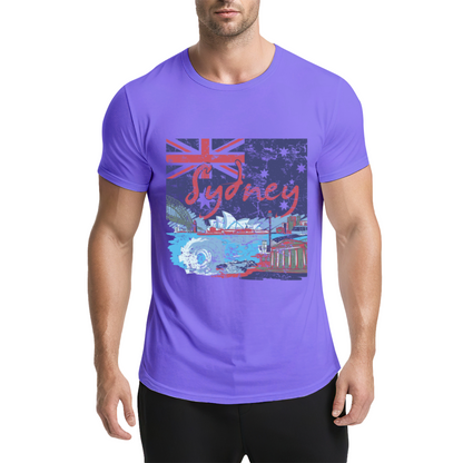 Vintage Distressed Sydney Australia Skyline Flag Navy Tee