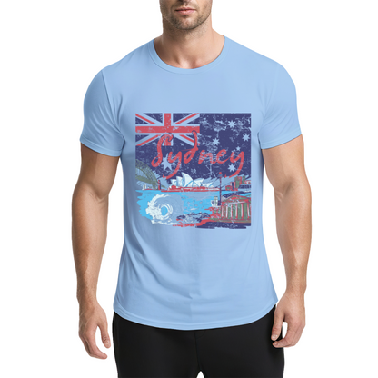 Vintage Distressed Sydney Australia Skyline Flag Navy Tee