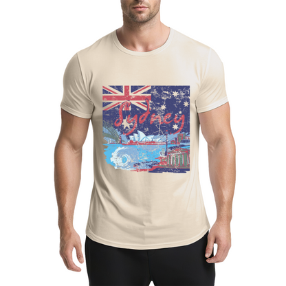 Vintage Distressed Sydney Australia Skyline Flag Navy Tee
