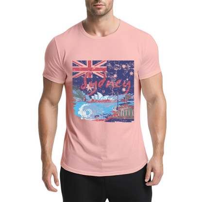 Vintage Distressed Sydney Australia Skyline Flag Navy Tee