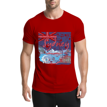 Vintage Distressed Sydney Australia Skyline Flag Navy Tee