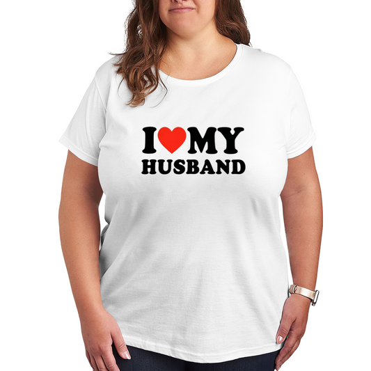 I Love My Husband Heart Print Plus Size Women T-Shirt