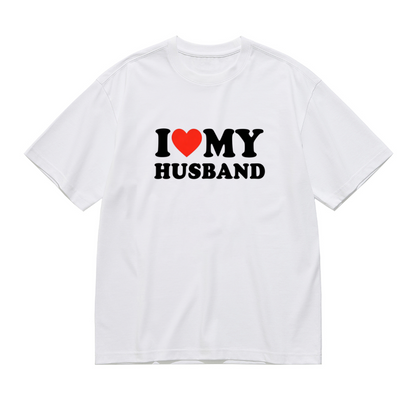 I Love My Husband Heart Print Plus Size Women T-Shirt