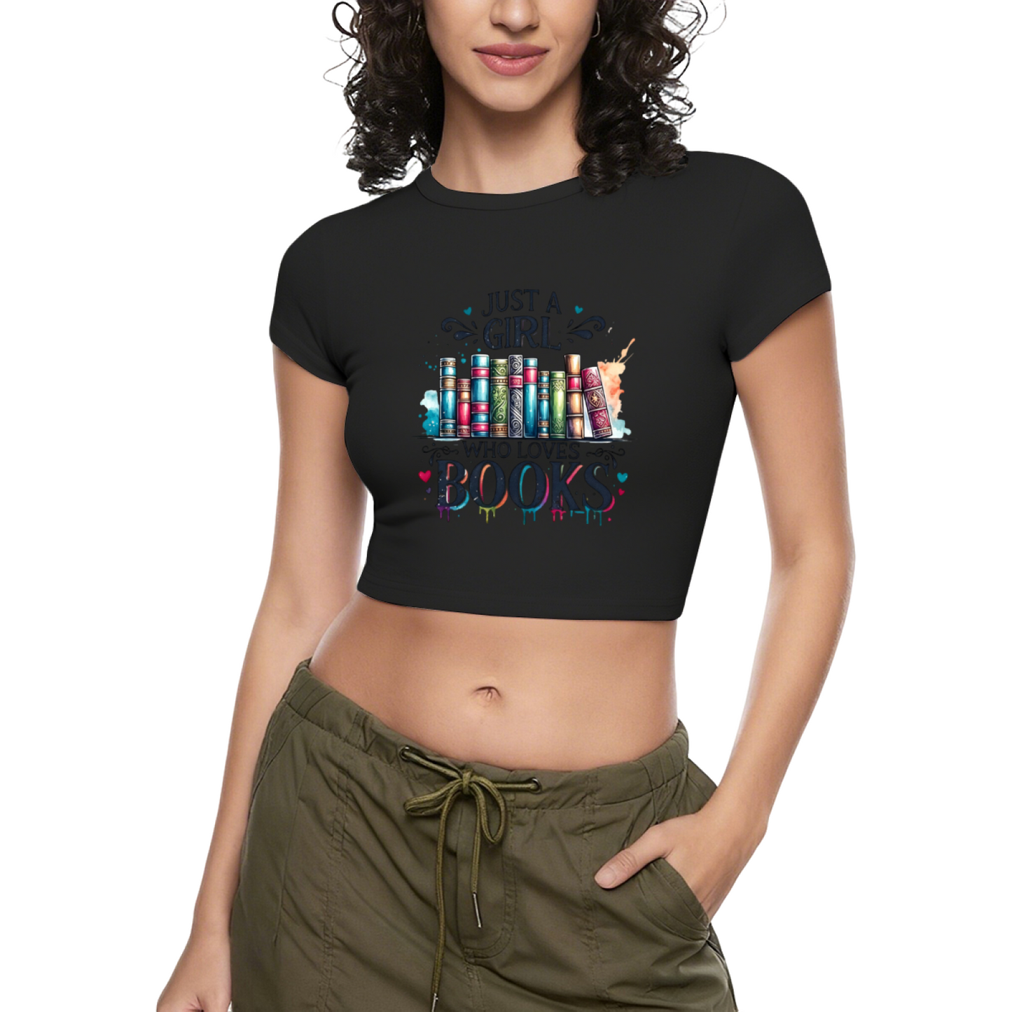 Just A Girl Who Loves Books Grey Crop Top ¨C Bookworm Bibliophile Gift Tee 17.