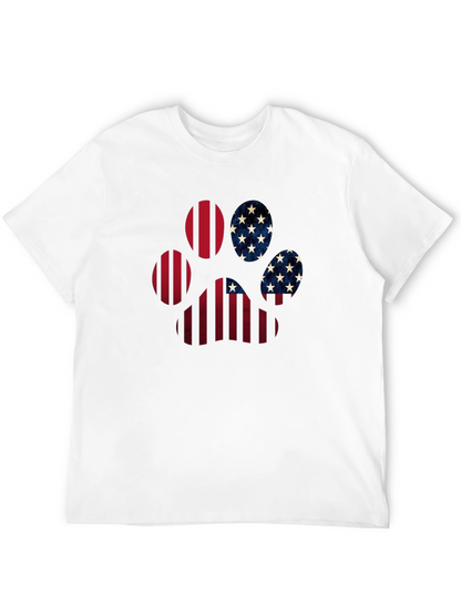 Patriotic Paw Print T-Shirt - USA Flag Design