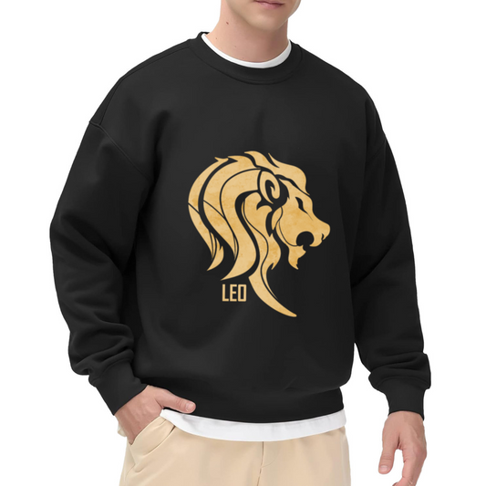 Leo Zodiac Golden Lion Astrology Sign Graphic Crew Neck Sweatshirt