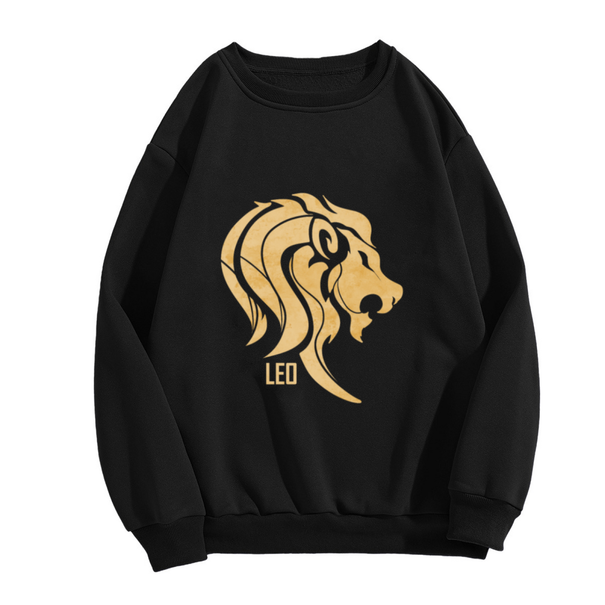 Leo Zodiac Golden Lion Astrology Sign Graphic Crew Neck Sweatshirt