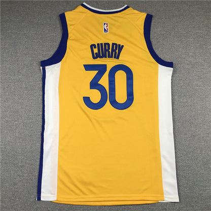 Men's Golden State Warriors Stephen Curry Yellow Fast Break Team Replica Jerseys