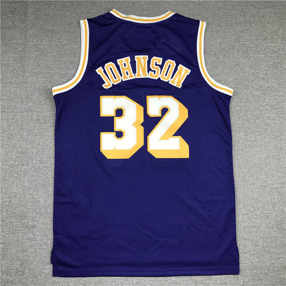 Men's Los Angeles Lakers Magic Johnson #32 Purple Throwback Jerseys