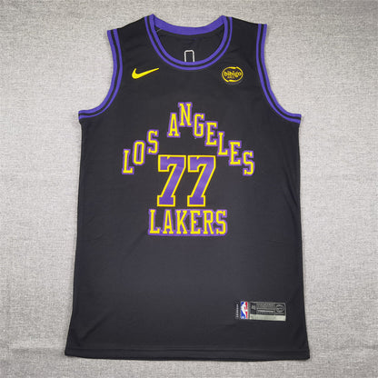 Men's Los Angeles Lakers Luka Doncic #77 Black 2023/24 Swingman Jerseys - City Edition