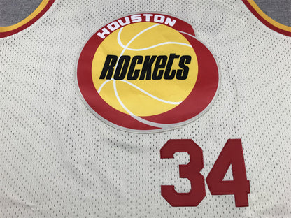 Men's Houston Rockets Hakeem Olajuwon #34 Cream Chainstitch Swingman Jerseys