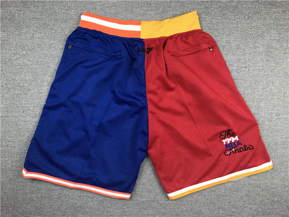 Men's Houston Rockets/New York Knicks Red/Blue Splicing Basketball Shorts1