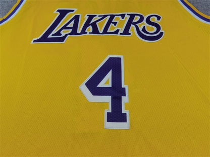 Men's Los Angeles Lakers Dalton Knecht #4 Gold Swingman Jerseys - Icon Edition