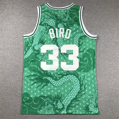 Men's Boston Celtics Larry Bird #33 Green Year of Dragon Edition Swingman Jerseys