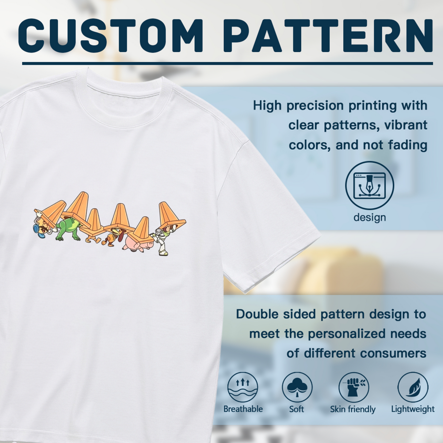 Toy Story Cone Hat Crew Funny Cartoon T-Shirt