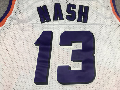 Men's Phoenix Suns Steve Nash #13 White 1996-97 Throwback Stitched Jerseys